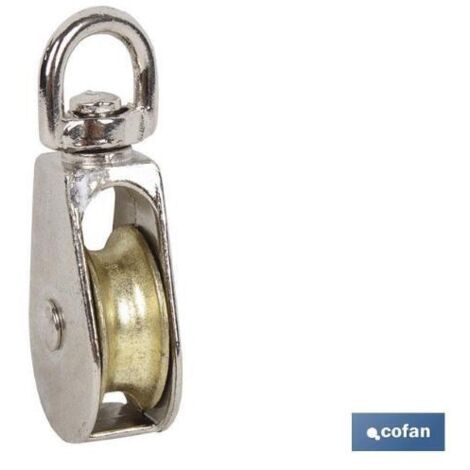 COFAN polea simple giratoria niquelada (ø12mm)   caja 25 unid.