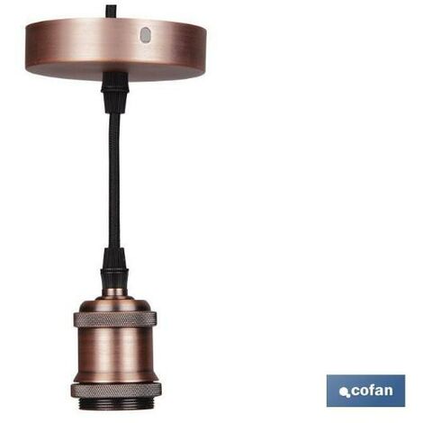 COFAN portalamparas (cable+rosetón)  oro rosa e27 100x10cm , Cable para Lámpara Deco Oro Rosa. E27 10x100 cm