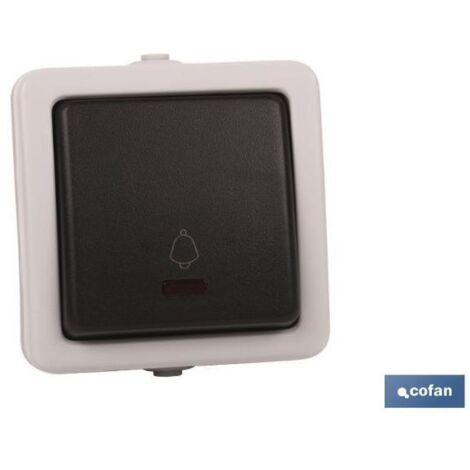 COFAN pulsador estanco ip54 , Pulsador campana estanco IP54 (grado de protección al polvo y agua). Apto para exteriores y jardines. Color gris. 10 A 250 V.