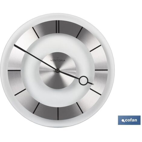 COFAN reloj de pared ø31cm cristal/alum modelo lecco , Reloj de cristal y aluminio de 31 cm de diámetro