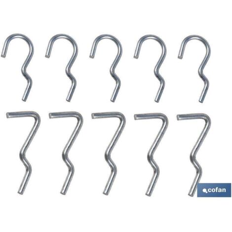 COFAN set 10 ganchos simples para panel de herramientas , Sets de ganchos dobles y simples especialmente diseñados para que puedas colgar tus herramientas en el banco de trabajo. L