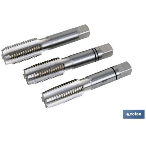 COFAN set 3 machos manuales - m7 x 1.00 mm , Juegos de machos manuales (2 - 3 piezas) PASOS: MÉTRICO- WITHWORTH - GAS - BSF - BSP - UNC - UNF, SAE - BSPT - UNEF - BA Y PG - NPT. En