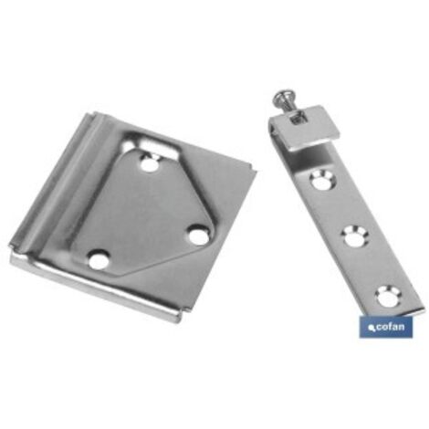 COFAN set colgador de armario zincado 53 mm   caja 50 unid. , Colgador de acero zincado para armarios, cabeceros y muebles de cocina. El colgador de armario está fabricado en acero