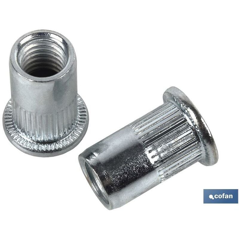 

Tuercas Remachables Acero Cabeza Ancha Ranurada L mm:19 Diametro Rosca [m/m]:M - 8 Caja de 100 unidades