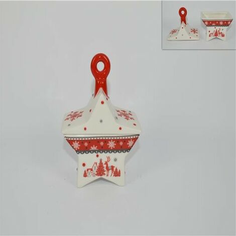 Cofanetto stella in ceramica di natale da decorazioni per addobbi natalizi 14cm