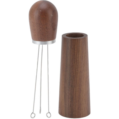 Coffee Distribution Tool Multifunctional Needle Coffee Distributor with Wooden Base for Home Travel Restaurant Curved Hook