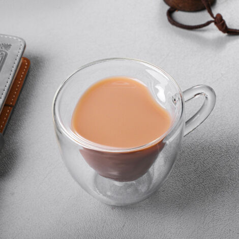 Coffee Heart: Doppelt isolierter Becher aus Borosilikatglas - Weiß (80 ml/180 ml/280 ml)
