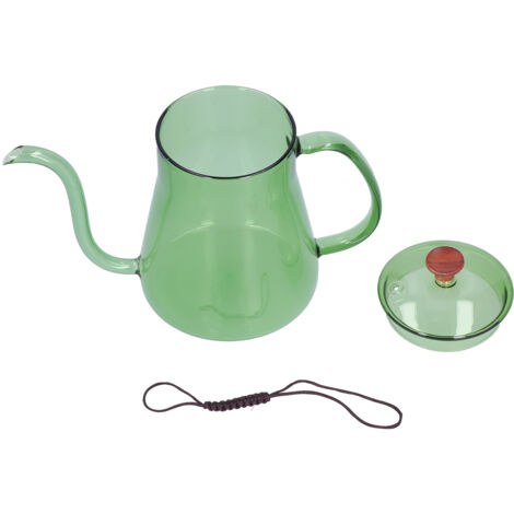 Coffee Kettle Glass Coffee Pot 600ML Coffee Drip Kettle Long Nozzle Kettle for Home KitchenGreen