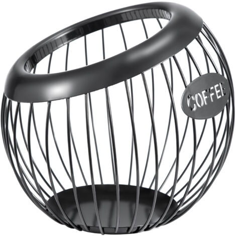 Coffee Pod Holder Capsule Baskets Large Capacity Organiser for All Coffee Capsule Coffee Capsule Holder Coffee Pod Basket for Counter Coffee Bar, Metal Coffee Capsule Storage (Black, 12x14x10cm)