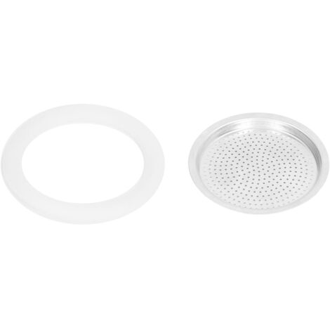 Coffee Pot Filter Sealing Ring and Filter Set Reusable Aluminum Filter Disc for Coffee Makingfor 3 People