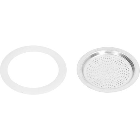 Coffee Pot Filter Sealing Ring and Filter Set Reusable Aluminum Filter Disc for Coffee Makingfor 6 People