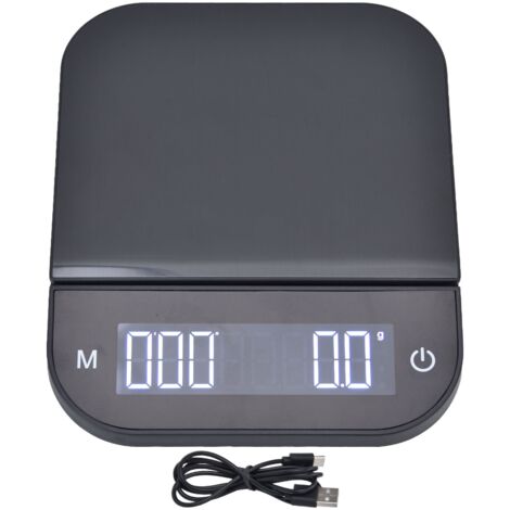 Coffee Scale Maximum 3KG Large LED Backlit Dual Units USB Charging Timing Function High Accuracy Kitchen Scale