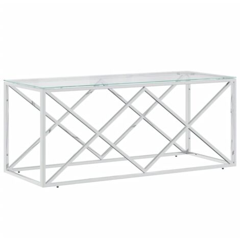 Coffee Table 110x45x45 cm Stainless Steel and Glass vidaXL