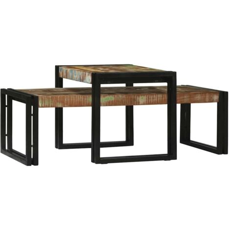 Coffee Table 2 pcs Multicolour Solid reclaimed wood vidaXL