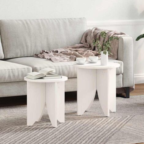 Coffee Table 2 pcs White 41.5 x 41.5 x 44 cm Solid pine wood vidaXL