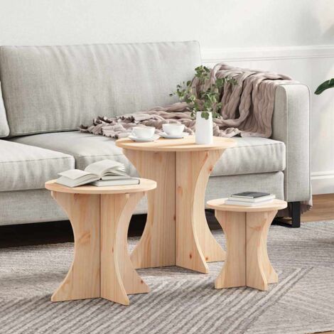 Coffee Table 3 pcs Natural 46 x 46 x 47 cm Solid pine wood vidaXL