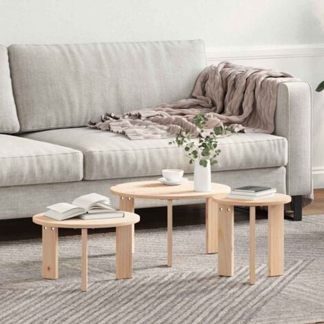 Coffee Table 3 pcs Natural 47.5 x 47.5 x 27 cm Solid pine wood vidaXL