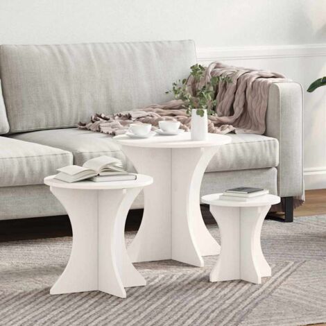 Coffee Table 3 pcs White 46 x 46 x 47 cm Solid pine wood vidaXL