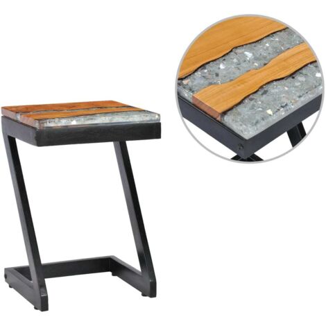 Coffee Table 30x30x50 cm Solid Teak Wood and Polyresin vidaXL