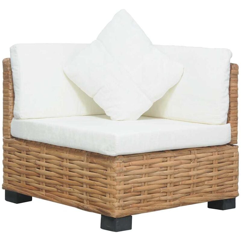 Corner Sofa with Cushions Natural Rattan Vidaxl