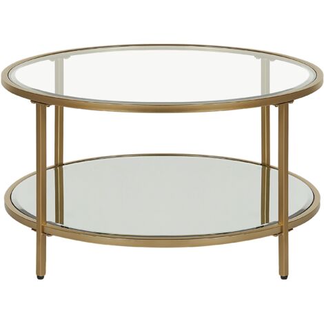 Coffee Table BIRNEY Tempered Glass Gold