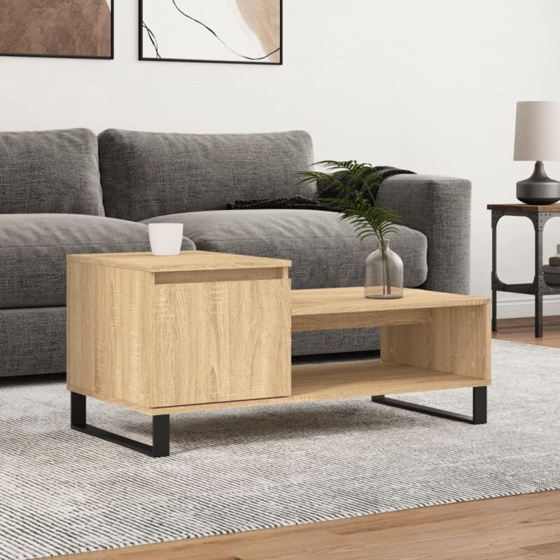 Coffee Table Sonoma Oak 100x50x45 cm Engineered Wood vidaXL - Brown