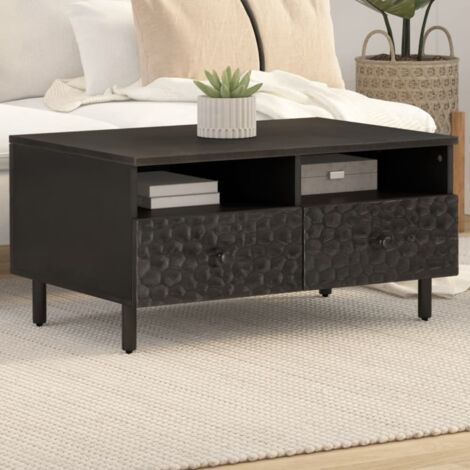 Coffee Table Black 80x54x40 cm Solid Wood Mango vidaXL