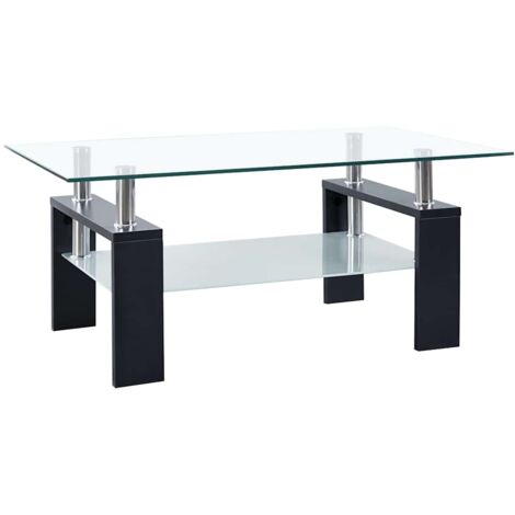 Coffee Table Black and Transparent 95x55x40 cm Tempered Glass vidaXL