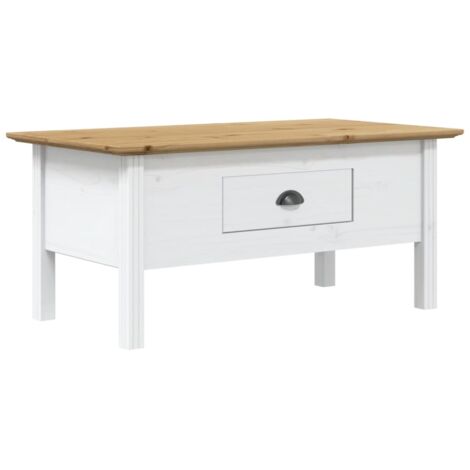 Coffee Table BODO White and Brown 100x55x45 cm Solid Wood Pine vidaXL