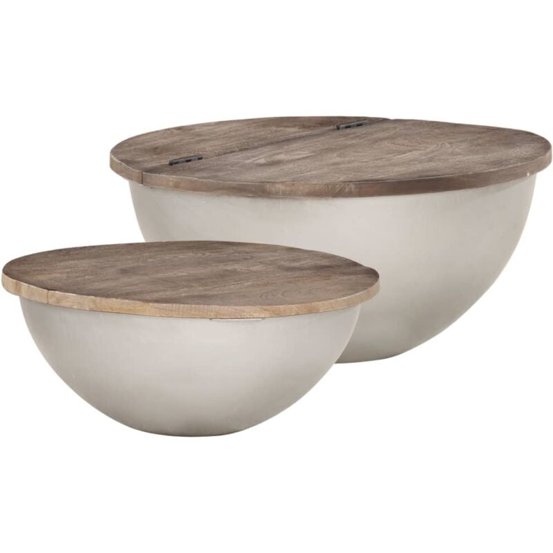 Vidaxl - 2 Piece Bowl Shaped Coffee Table Set Solid Mango Wood