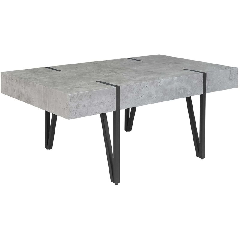 Beliani Coffee Table Concrete Effect Metal Legs 100 X 60 Cm Modern Adena