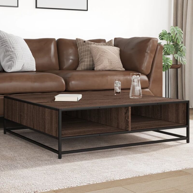Vidaxl - Coffee Table Brown Oak 100x100x30 Cm Engineered Wood And Metal