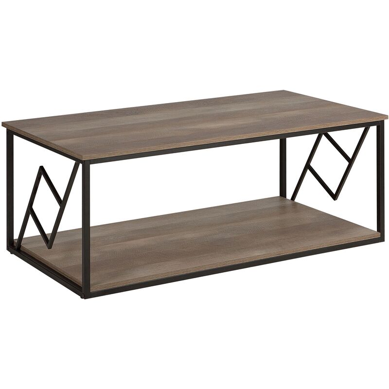 Modern Industrial Coffee Table Metalwork Dark Wood Finish Metal Frame Forres