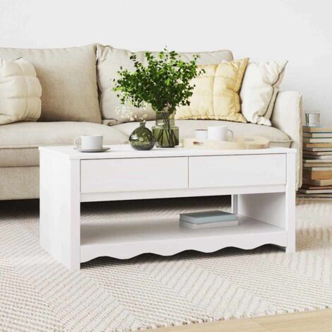 Coffee Table Drammen White 99 x 55 x 45 cm Solid pine wood vidaXL
