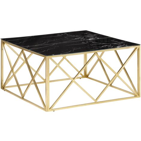 Coffee Table Gold Stainless Steel and Tempered Glass vidaXL