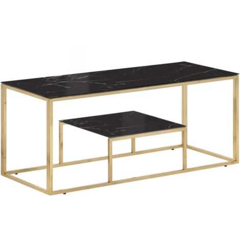 Coffee Table Gold Stainless Steel and Tempered Glass vidaXL