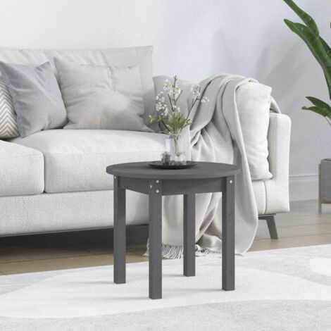 Coffee Table Grey Ø 45x40 cm Solid Wood Pine vidaXL