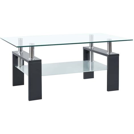 Coffee Table Grey and Transparent 95x55x40 cm Tempered Glass vidaXL