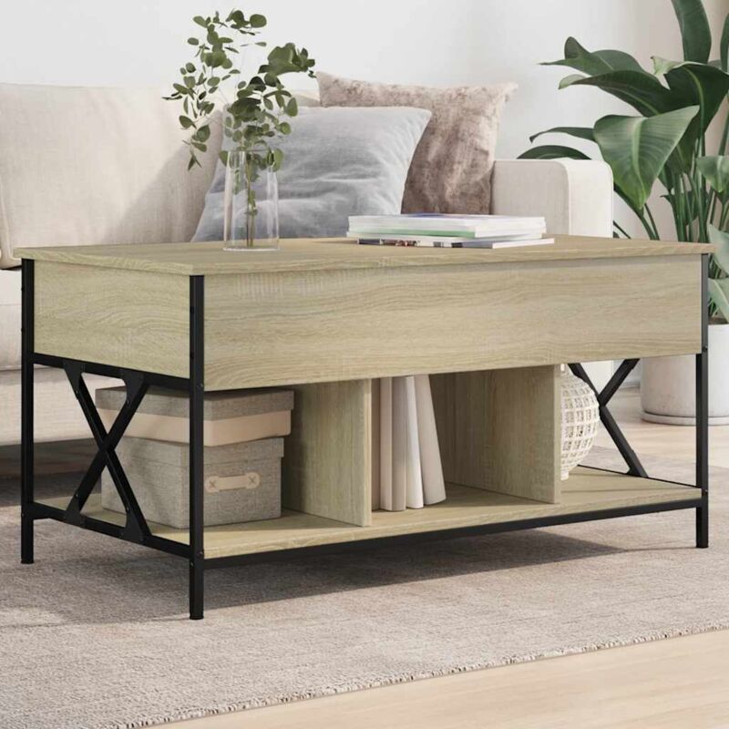 Vidaxl - Coffee Table Sonoma Oak 100x55x50 Cm Engineered Wood And Metal