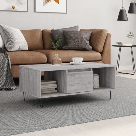 Coffee Table Grey Sonoma 90x50x36.5 cm Engineered Wood vidaXL