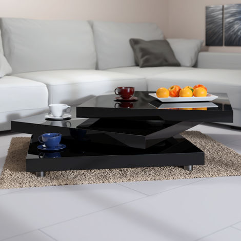 Furniture Coffee Table 3 Layer Square Round Rotating High Gloss Modern Home Furniture Uk Kisetsu System Co Jp