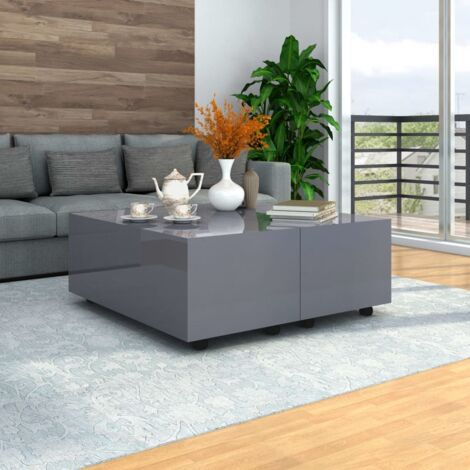 Coffee Table High Gloss Grey 100x100x35 cm vidaXL