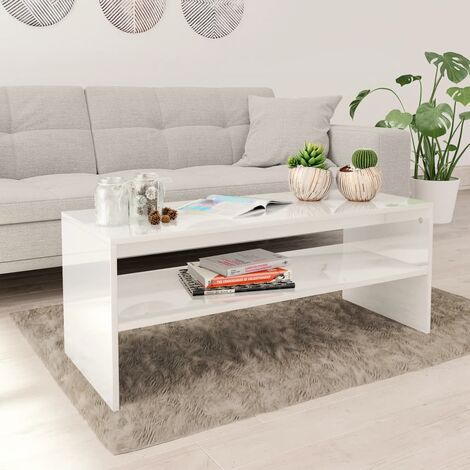 Coffee Table High Gloss White 100x40x40 cm Chipboard - White