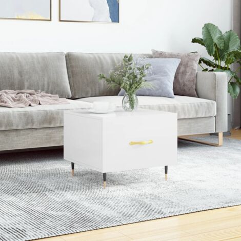 Coffee Table High Gloss White 50x50x40 cm Engineered Wood vidaXL