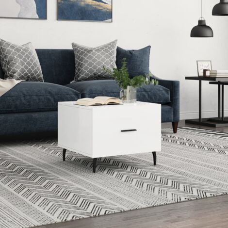 Coffee Table High Gloss White 50x50x40 cm Engineered Wood vidaXL