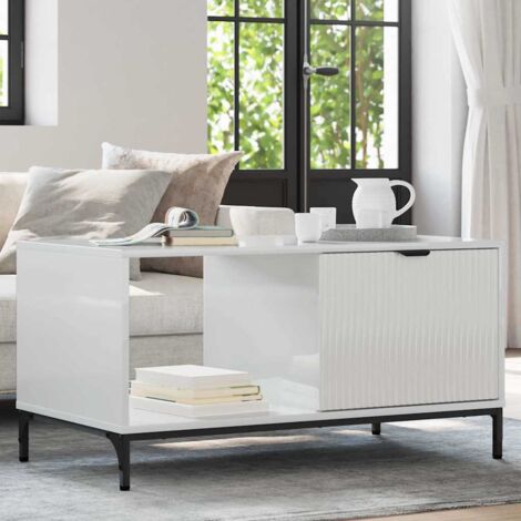 Coffee Table High gloss white 90 x 49 x 46 cm Engineered wood vidaXL