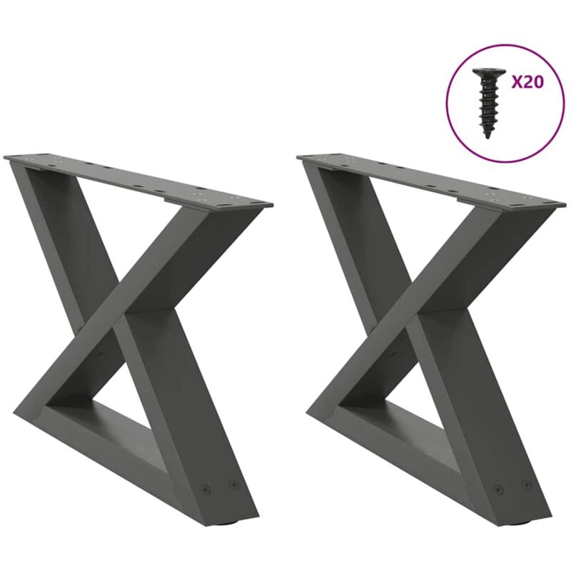 vidaXL Coffee Table Legs 2 pcs Anthracite 60x(30-31.3) cm Steel, Black