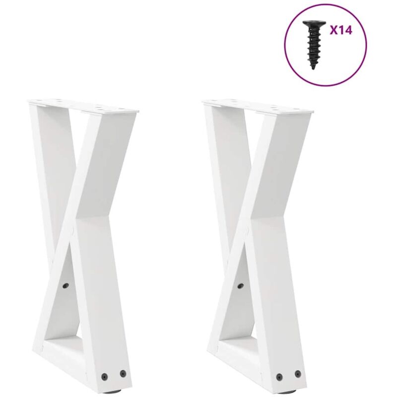 vidaXL Coffee Table Legs 2 pcs White 38x(42-43.3) cm Steel, White