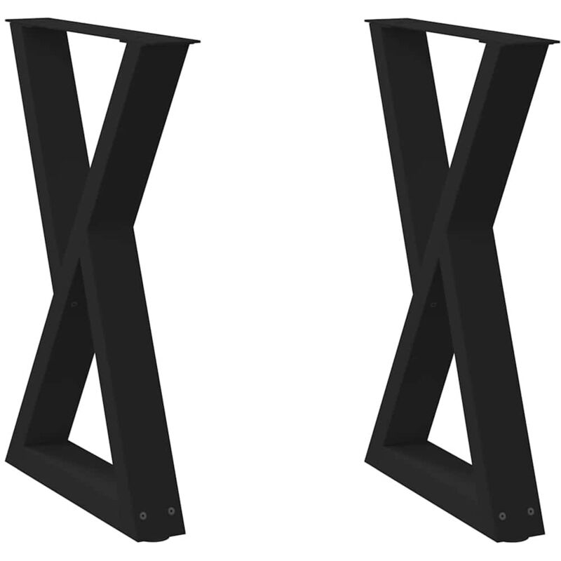 vidaXL Dining Table Legs 2 pcs Black 60x(72-73.3) cm Steel, Black