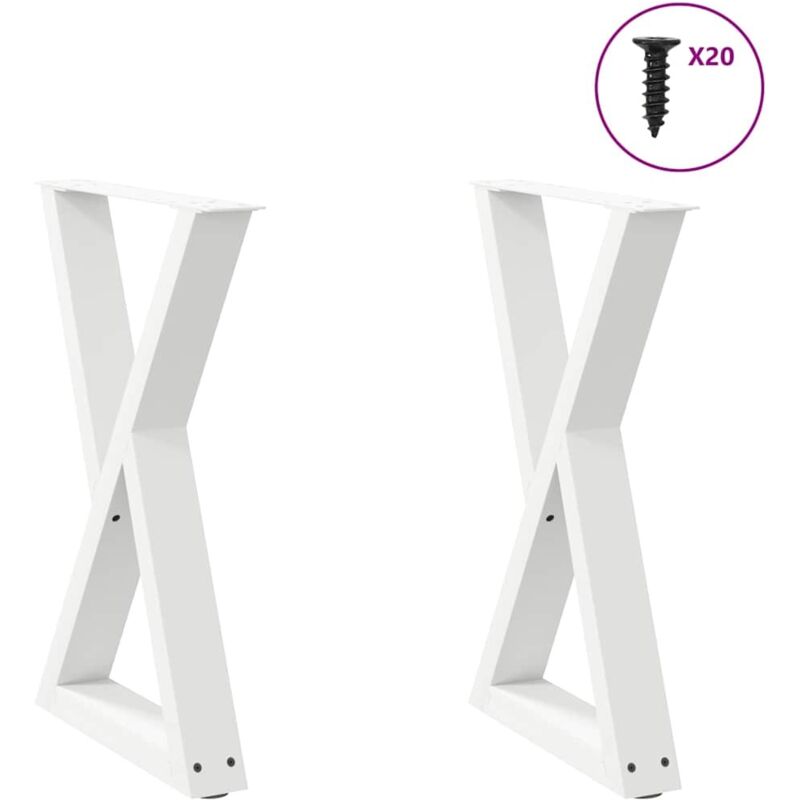 vidaXL Dining Table Legs 2 pcs White 60x(72-73.3) cm Steel, White